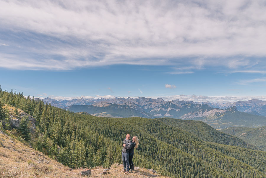 Banff Helicopter Engagement Photos on top of mountains