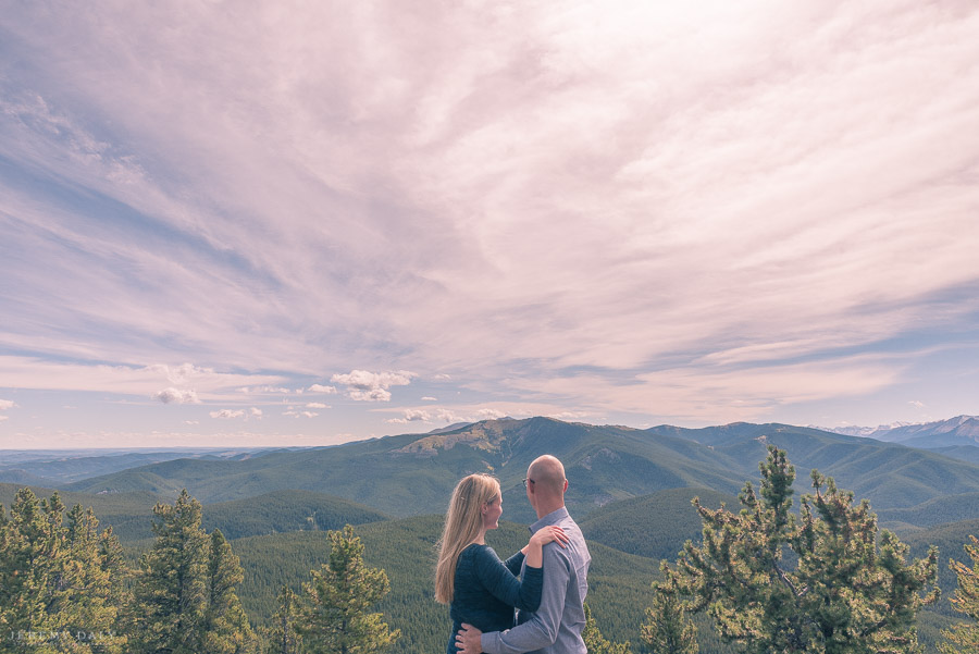 Banff Helicopter Engagement Photos on top of mountains