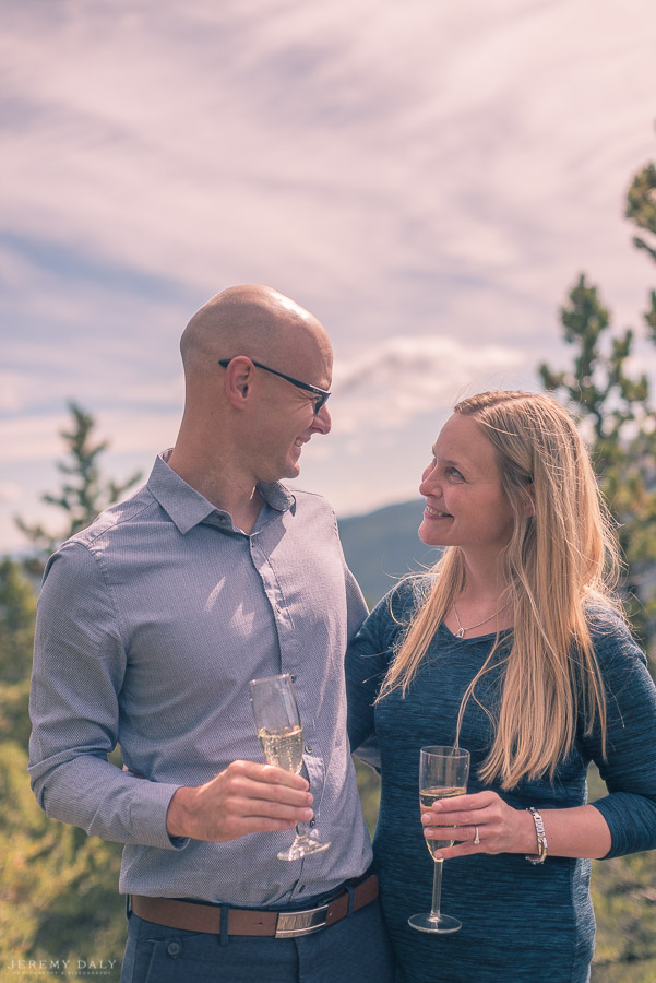 Banff Helicopter Engagement Photos on top of mountains