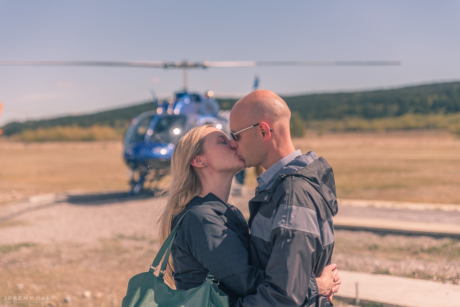 Banff Helicopter Engagement Photos on top of mountains