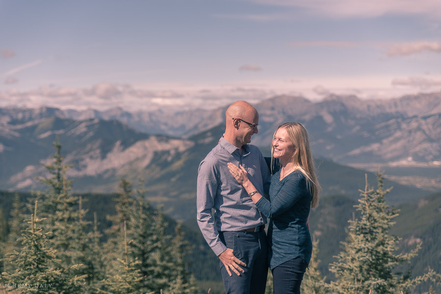 Banff Helicopter Engagement Photos on top of mountains