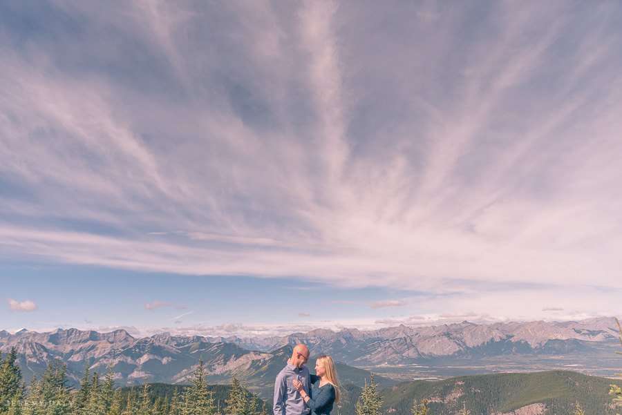 Banff Helicopter Engagement Photos on top of mountains