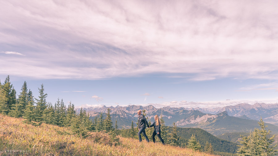 Banff Helicopter Engagement Photos on top of mountains