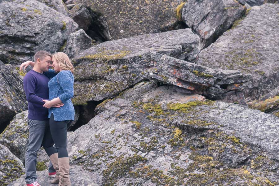 engagement photos in Moraine Lake instead of Lake Louise