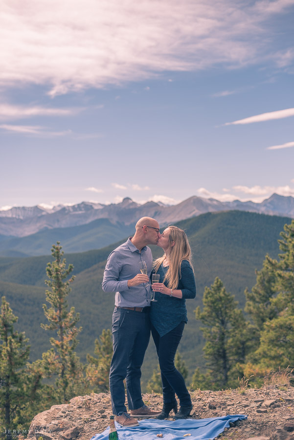 Banff Helicopter Engagement Photos on top of mountains