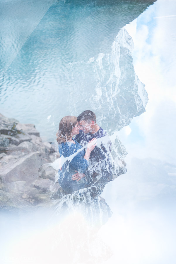 engagement photos in Moraine Lake instead of Lake Louise